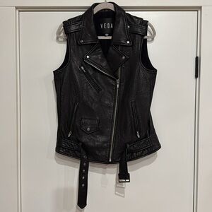 Veda Women’s Leather Moto Vest - Size M